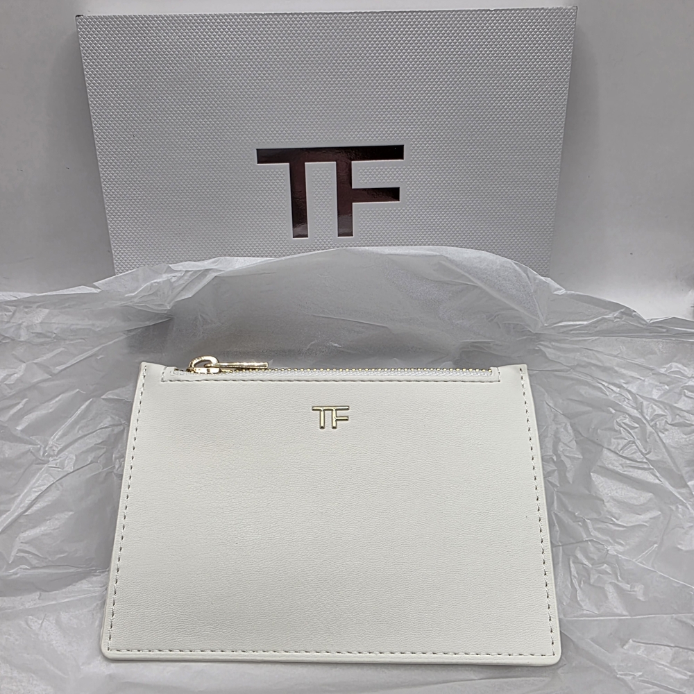 Tom Ford White Vegan Leather Card Holder Wallet